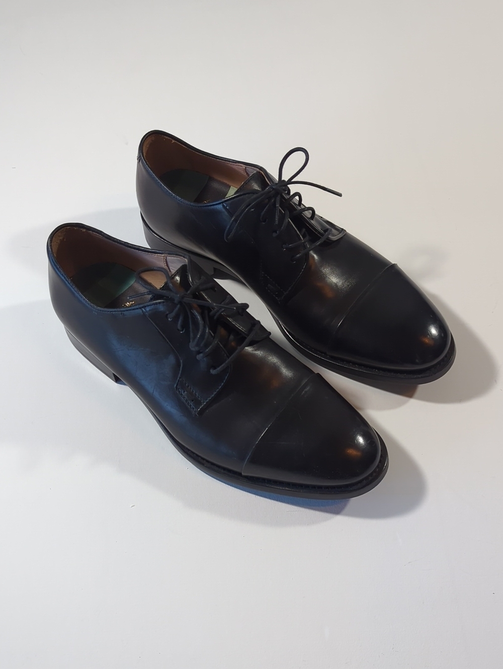 Paul Smith Black Leather Cap-Toe Derby Shoes Made in Italy NWOT Size 6 UK / 7 US